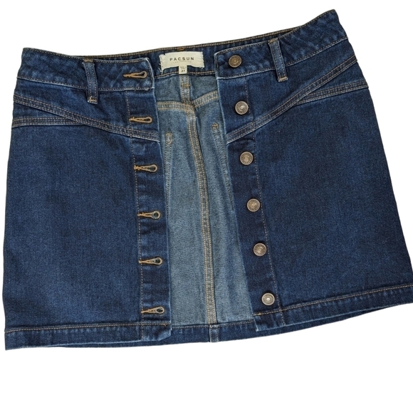 PAC Sun Pacific Sunwear Women's 27 Short Denim Button Down Mini Skirt Y2KCORE - Picture 8 of 13